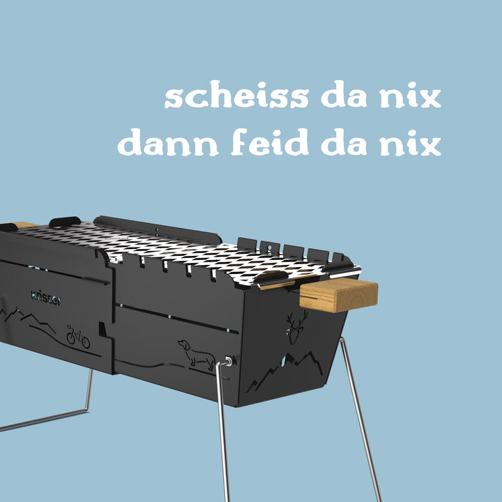 Knister Grill | Kohle | Schwarz | Ausziehbar | Bayern Edition