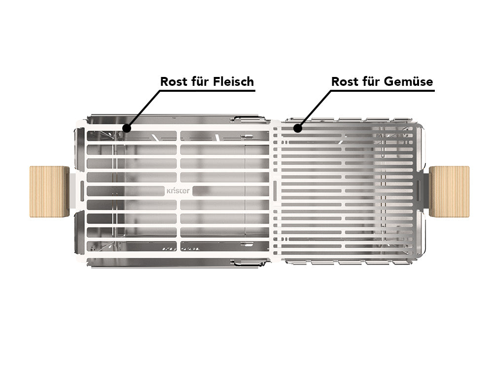 Knister Grill | Bundle | Kohle | Edelstahl | Ausziehbar