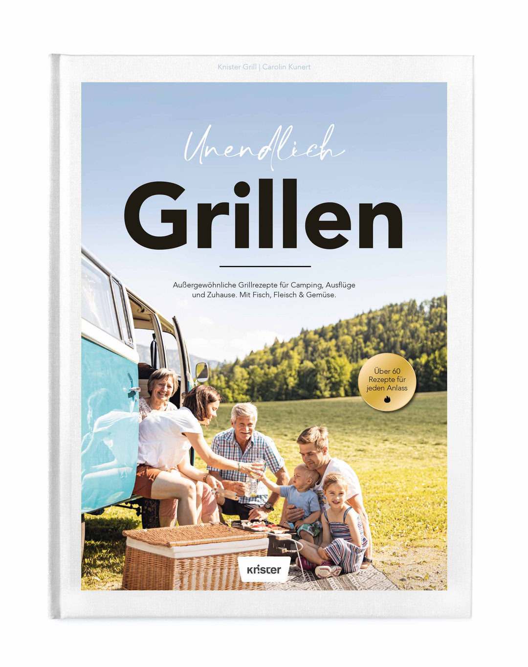 Knister Gas Grill lackiert + Plancha Platte + Grill Zange + 4er Set Grillspieße + Unendlich Grillen (Grillbuch)