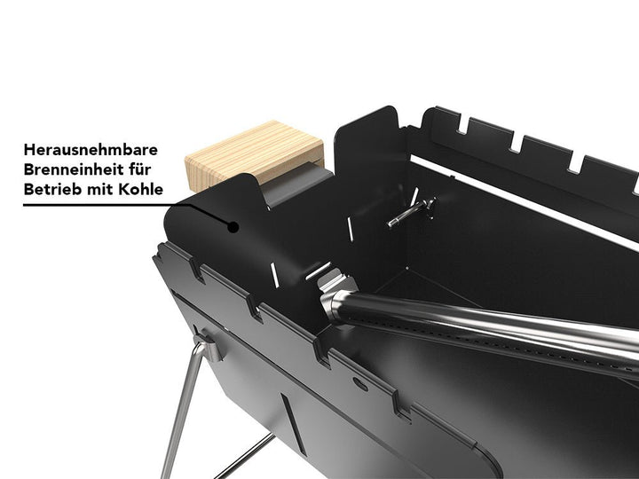Knister Grill | Gas | Schwarz | Ausziehbar - Knister Grill