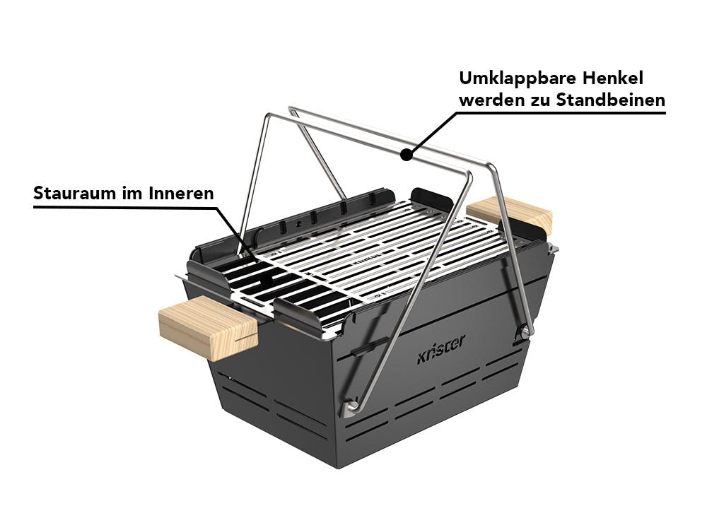 Knister Grill | Kohle | Schwarz | Ausziehbar - Knister Grill